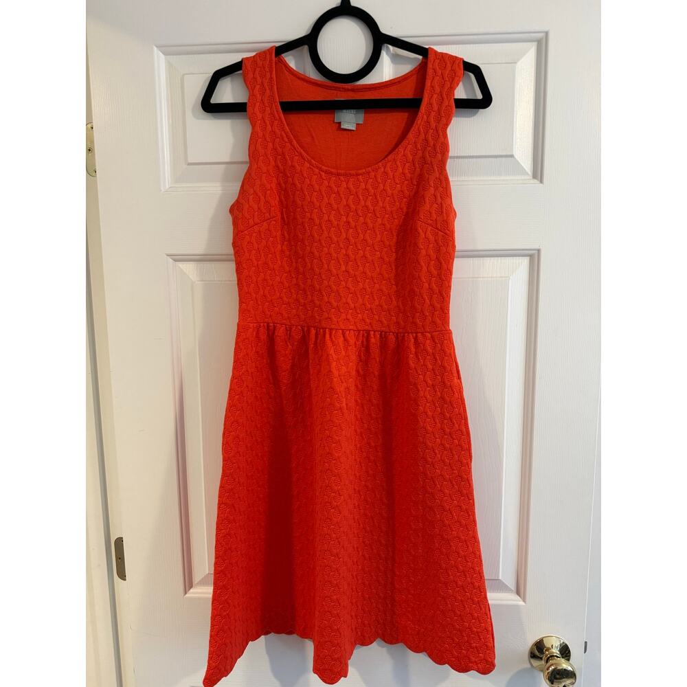 Maeve Caye Scalloped Dress from Anthropologie - small, coral